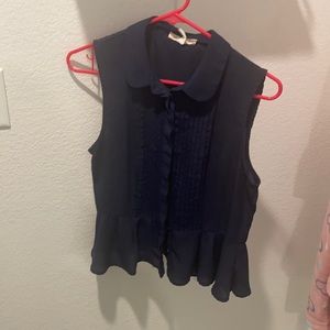 Blue button up tank top